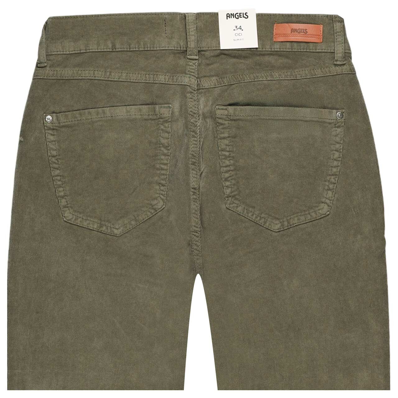 Stretch Damen Cordhose Cici von Angels in Olivgrün, detaillierte Rückansicht