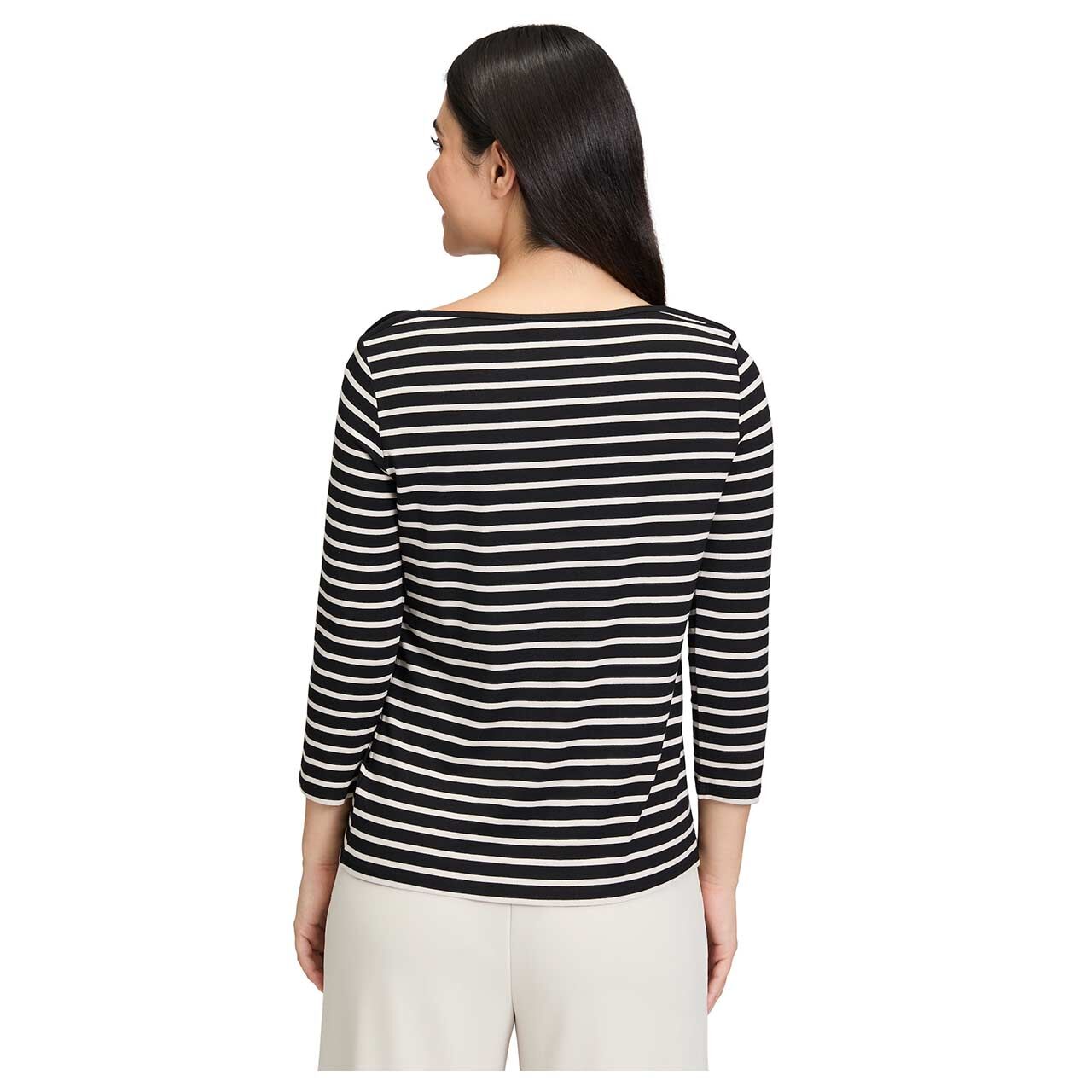 Damen 3/4 Arm Shirt von betty Barclay in Schwarz gestreift, Rückansicht am Model