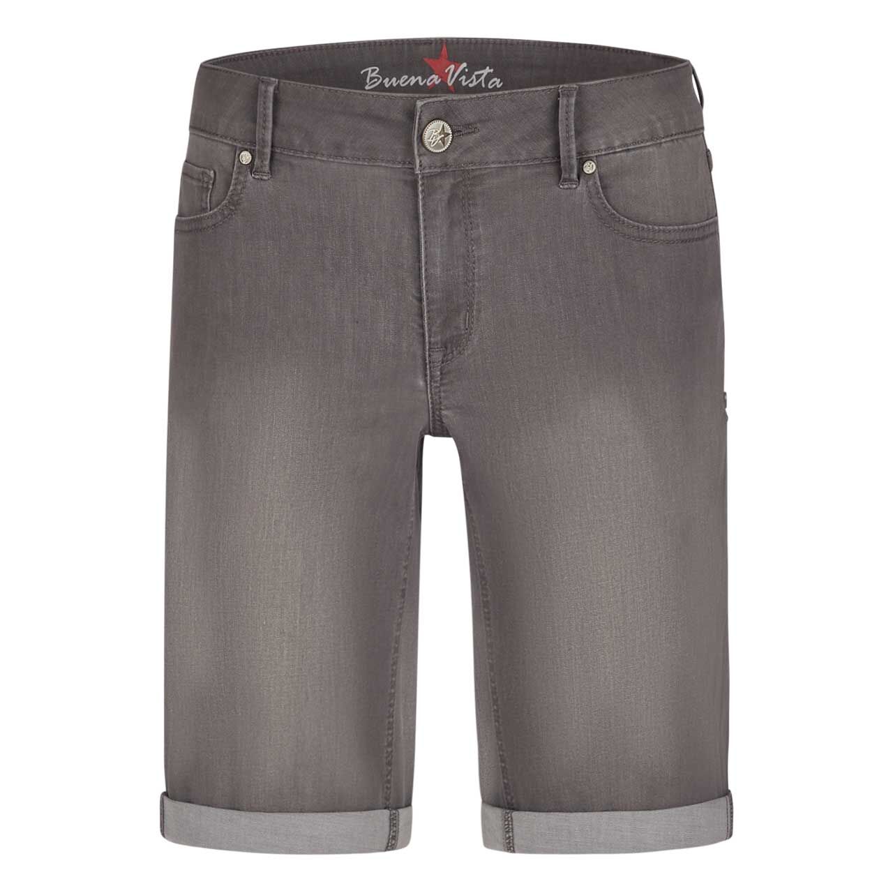 Damenjeans Italy-Short Stretch Denim von Buena Vista in Grau angewaschen, Vorderansicht
