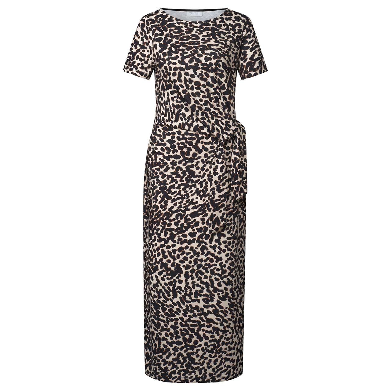 Street One Studio Damen Kurzarm Kleid Knot Jersey Dress black leo