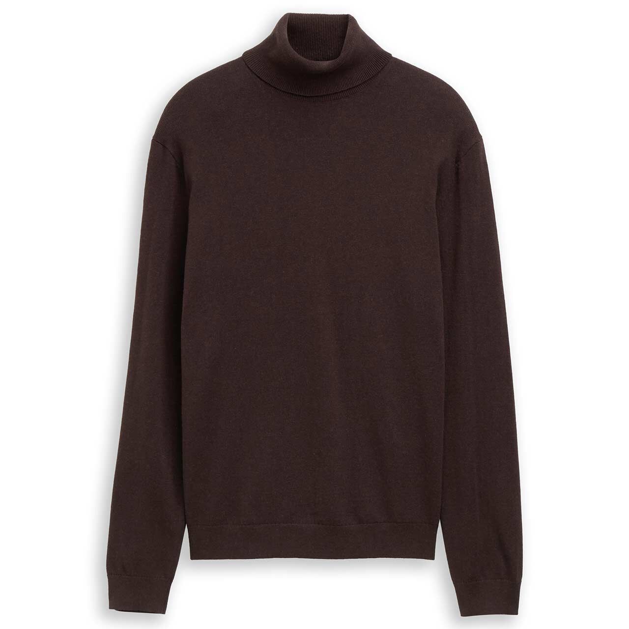 Tom Tailor Herren Rollkragen Pullover Cashmere Turtleneck Knit dark chocolate brown melange