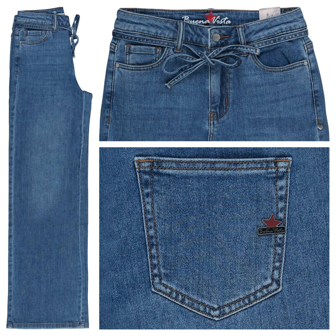 Buena Vista Wide Leg-L Stretch Denim Jeans mid stone