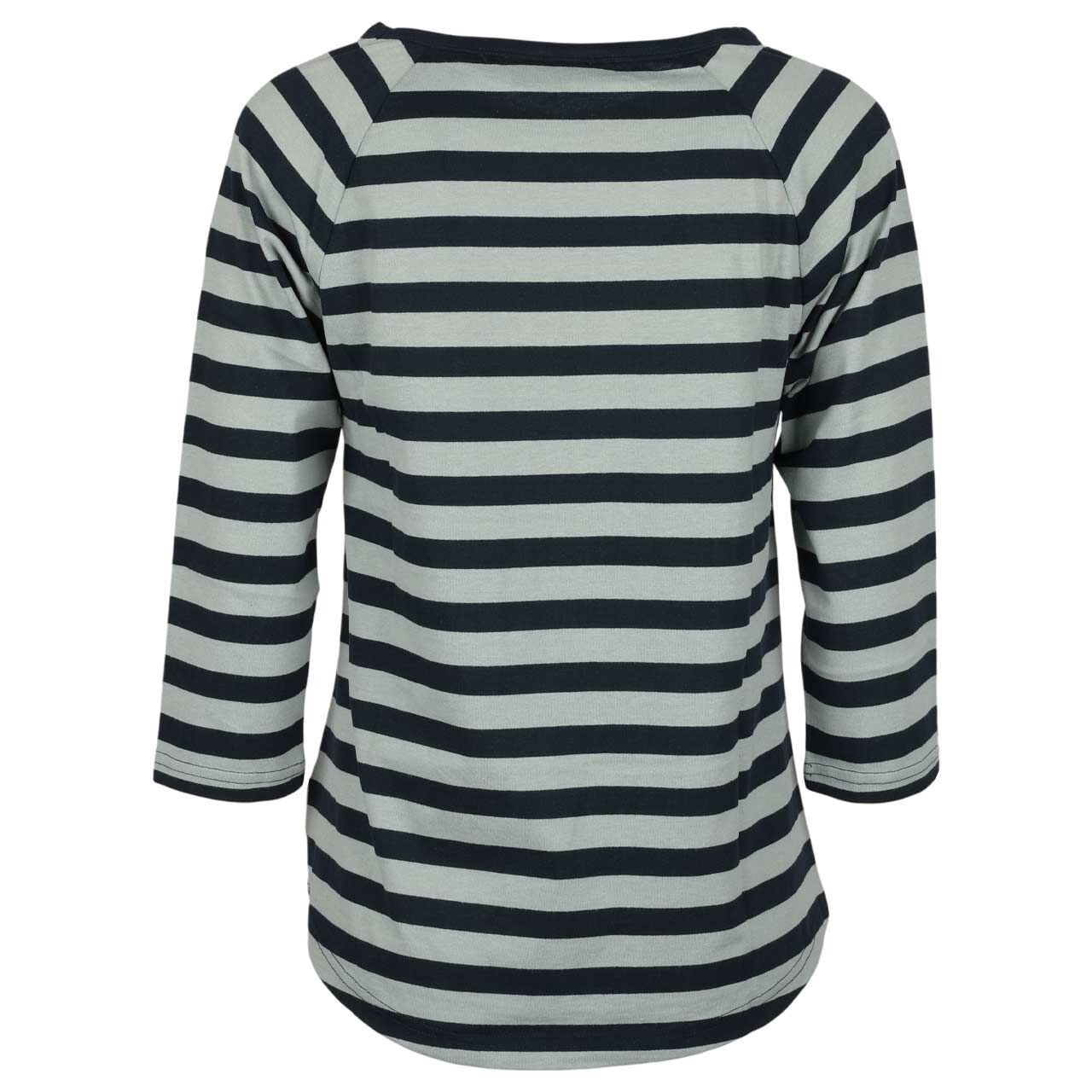 Damen 3/4 Arm Shirt Celin von Elbsand in Jadegrün gestreift, Rückansicht