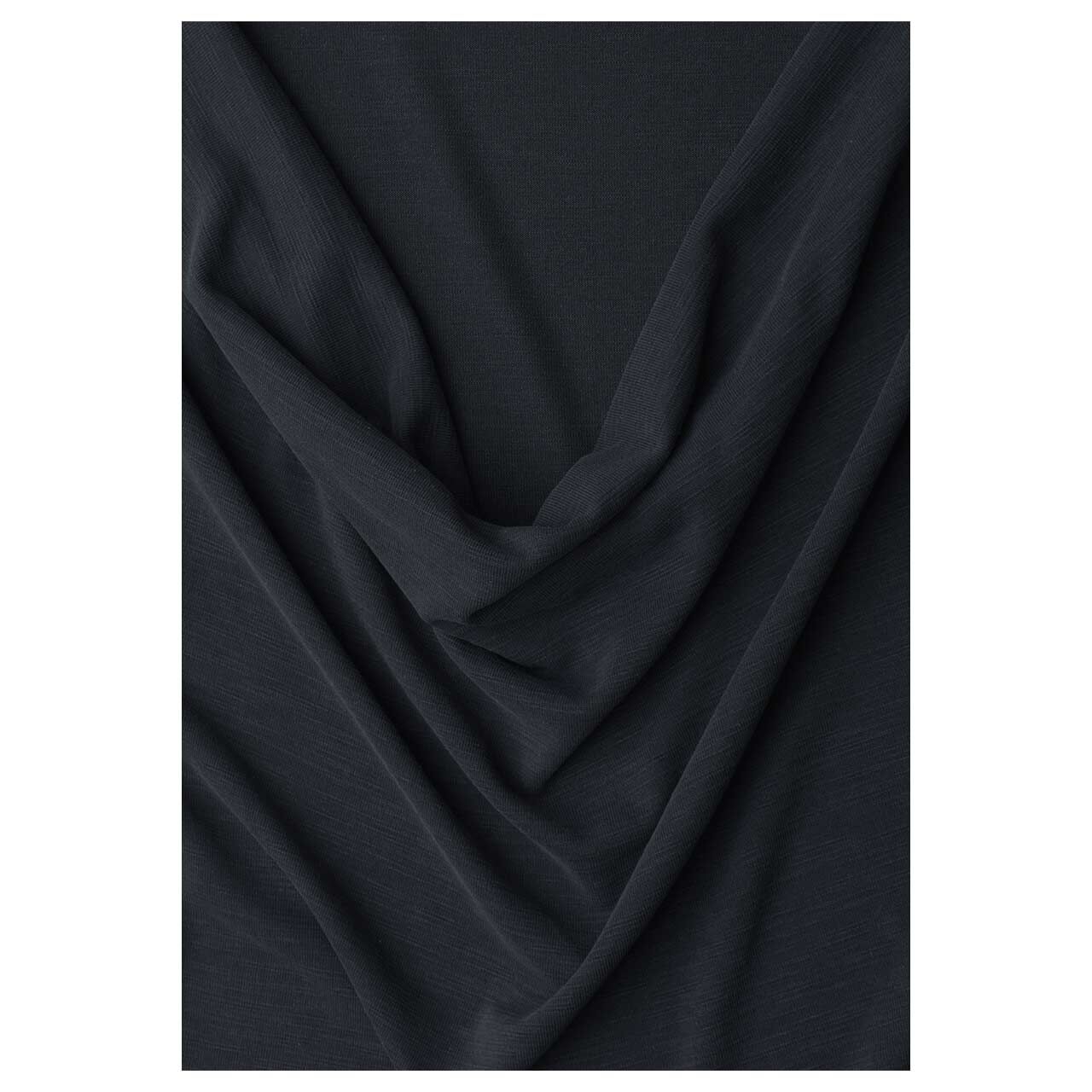 Damen Top Silk Look Waterfall von Street One in Schwarz meliert, Detailansicht vom Ausschnitt