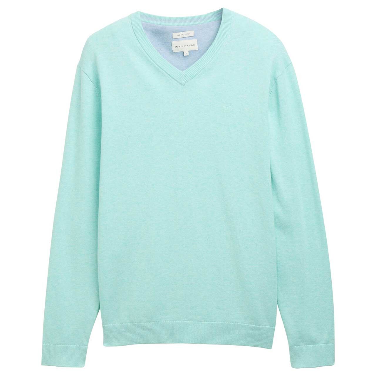 Tom Tailor Herren Pullover Basic V-neck Knit soft mint green melange