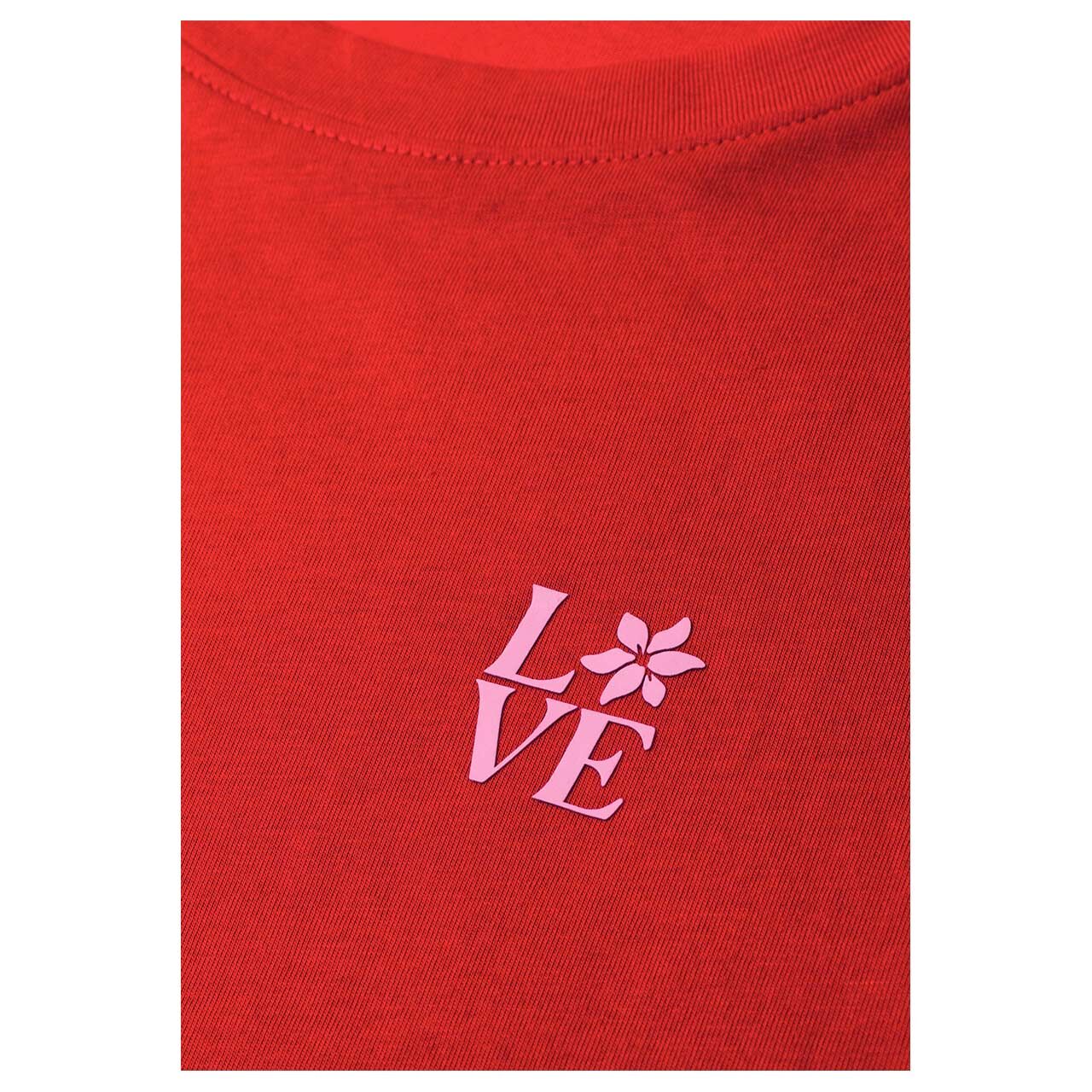 Street One Damen T-Shirt Basic Chest Print salsa red