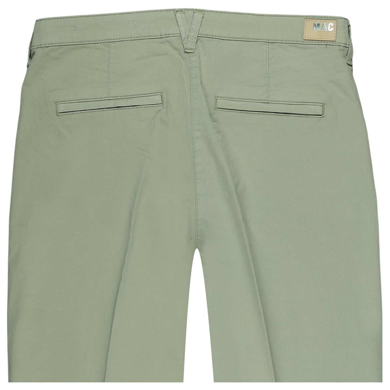 Stretch Damen 7/8 Baumwollhose Chino von MAC in Rosmaringrün, detaillierte Rückansicht