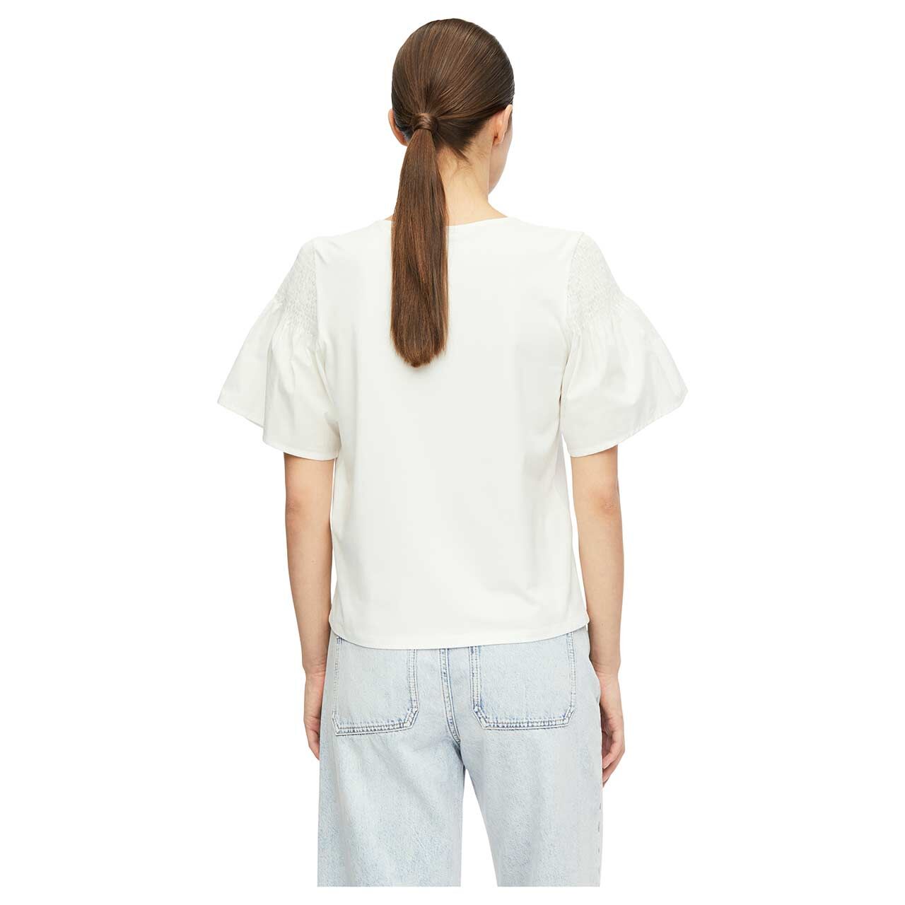Damen T-Shirt von Comma in Cremeweiß, Rückansicht am Model