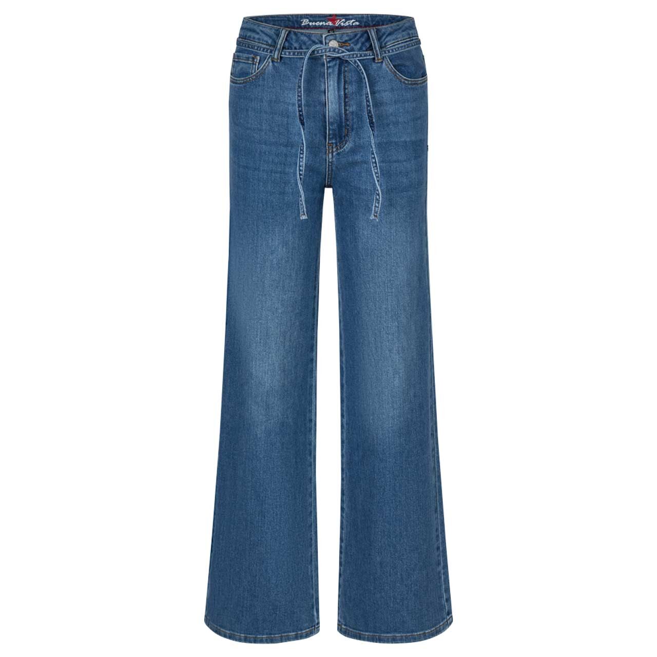 Damenjeans Wide Leg-L Stretch Denim von Buena Vista in Blau angewaschen, Vorderansicht