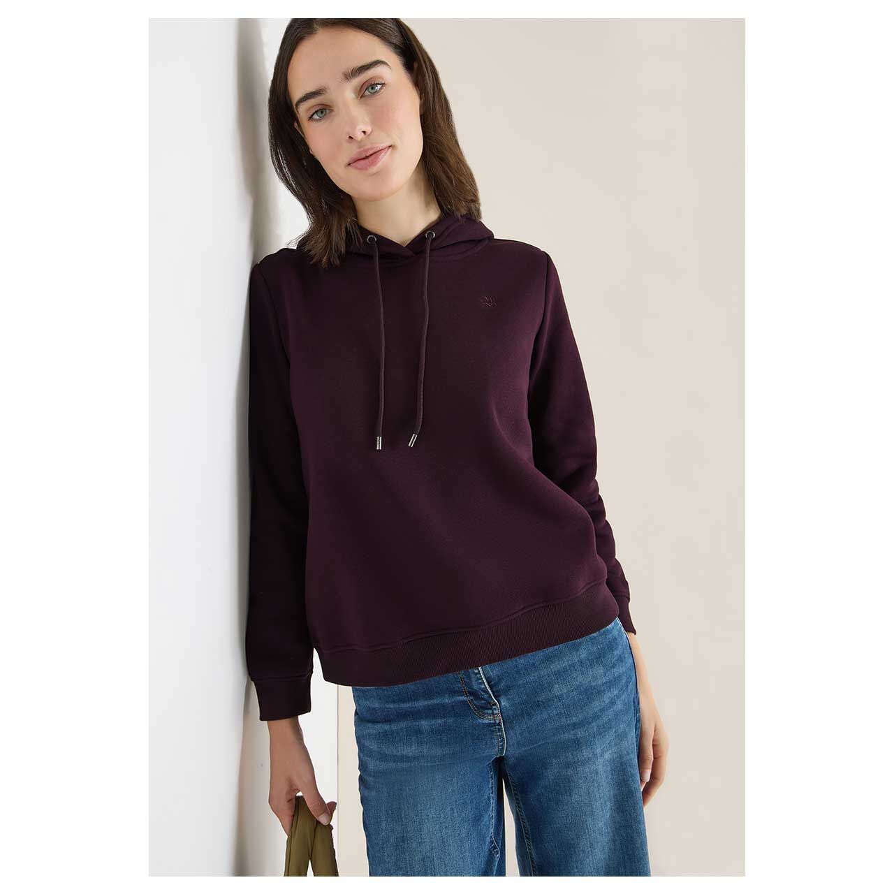 Damen Hoodie Sweatshirt von Cecil in Lila, Vorderansicht am Model