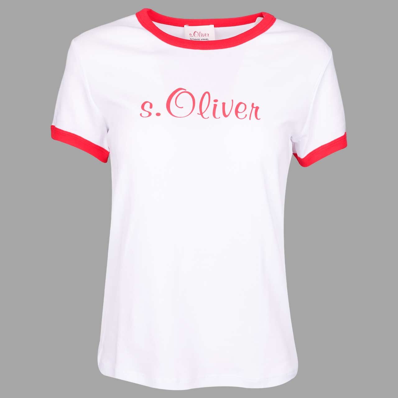 s.Oliver Damen T-Shirt white red placed print