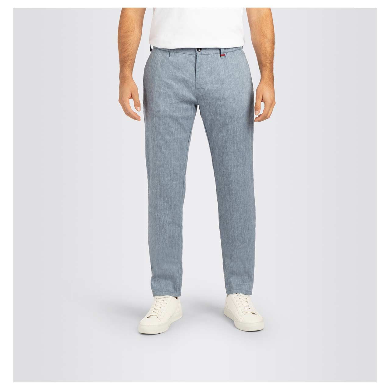 Herren Lennox Chino Leinenhose von MAC in Blau meliert, Vorderansicht
