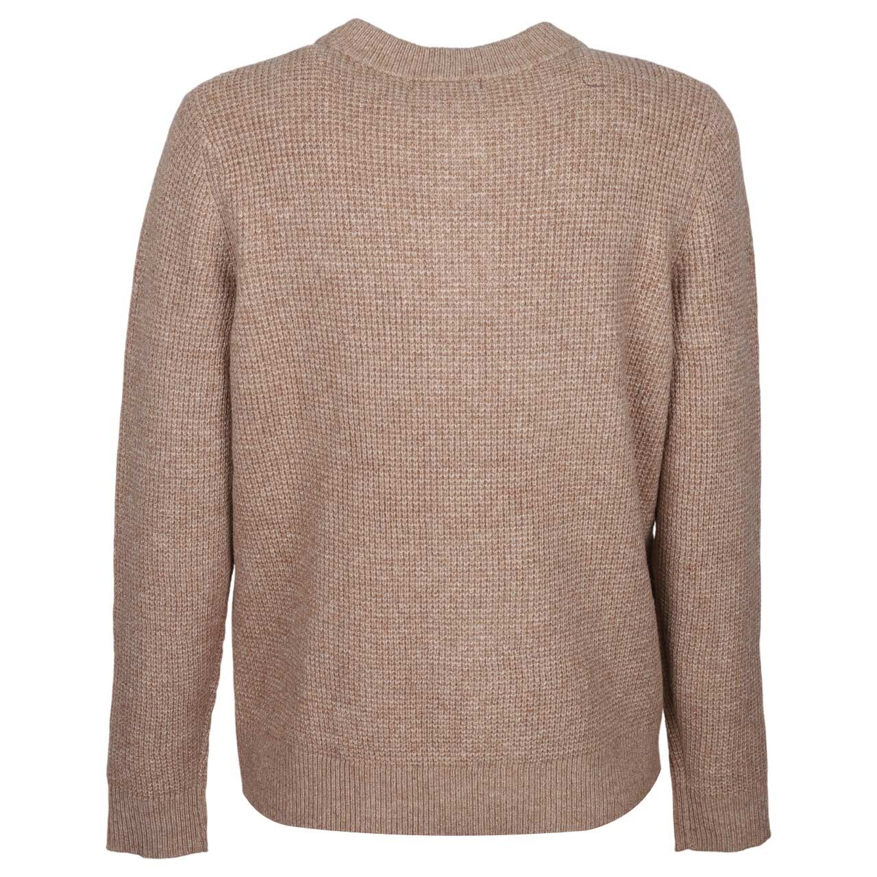 Damen Strickjacke Structured Cosy Cardigan von Cecil in Hellbraun meliert, Rückansicht