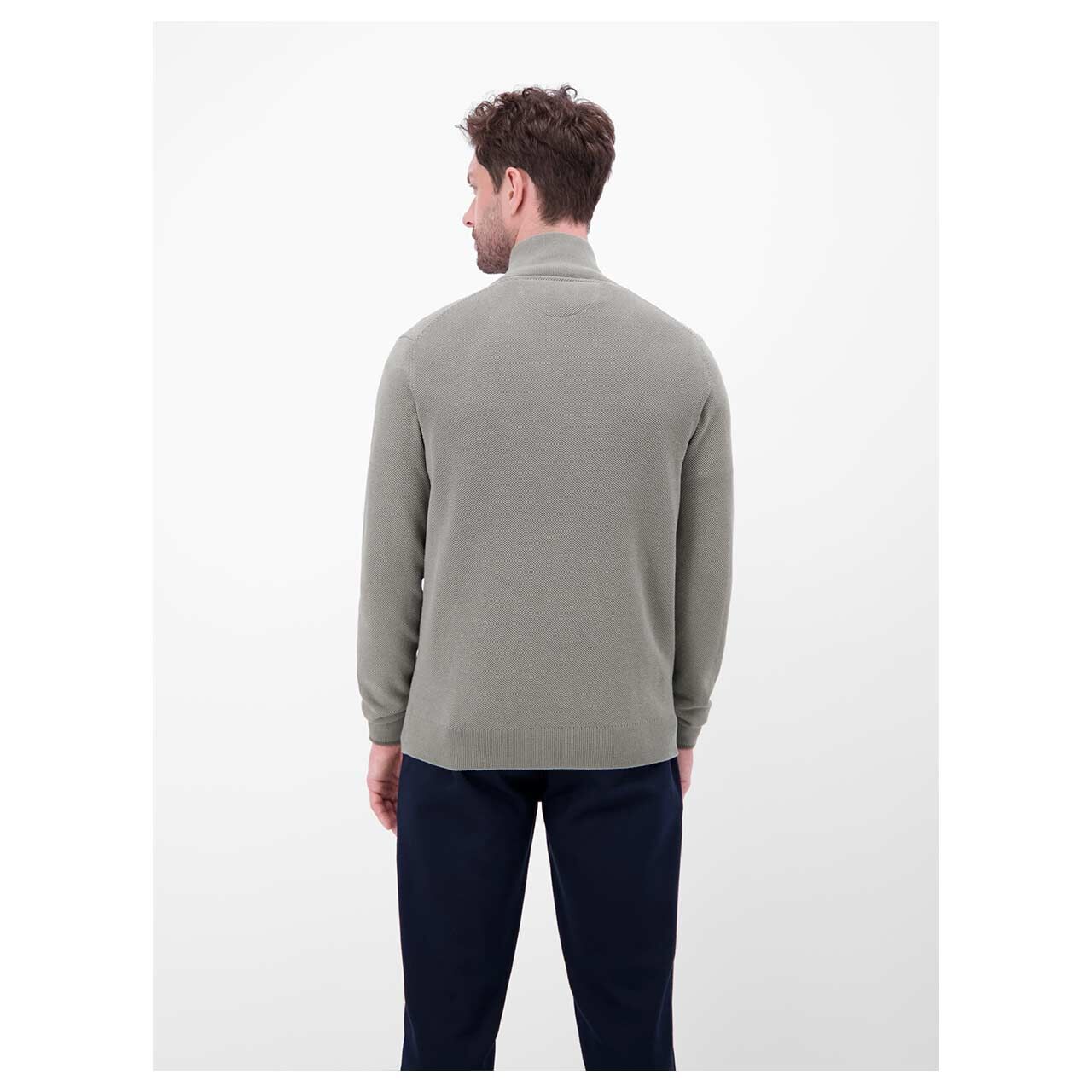 Herren Strickjacke von Lerros in Grau, Rückansicht am Model