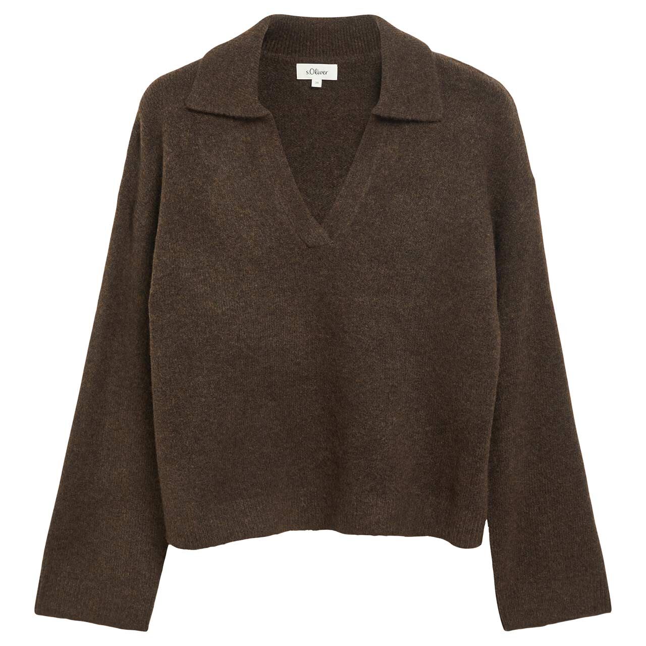 s.Oliver Damen Polo Pullover dark brown melange