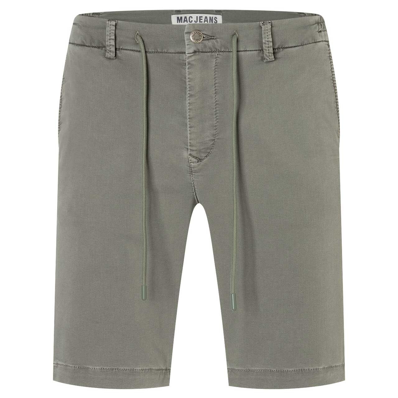 Baumwoll Bermuda Jogn Short von MAC in Grün-Grau, Vorderansicht