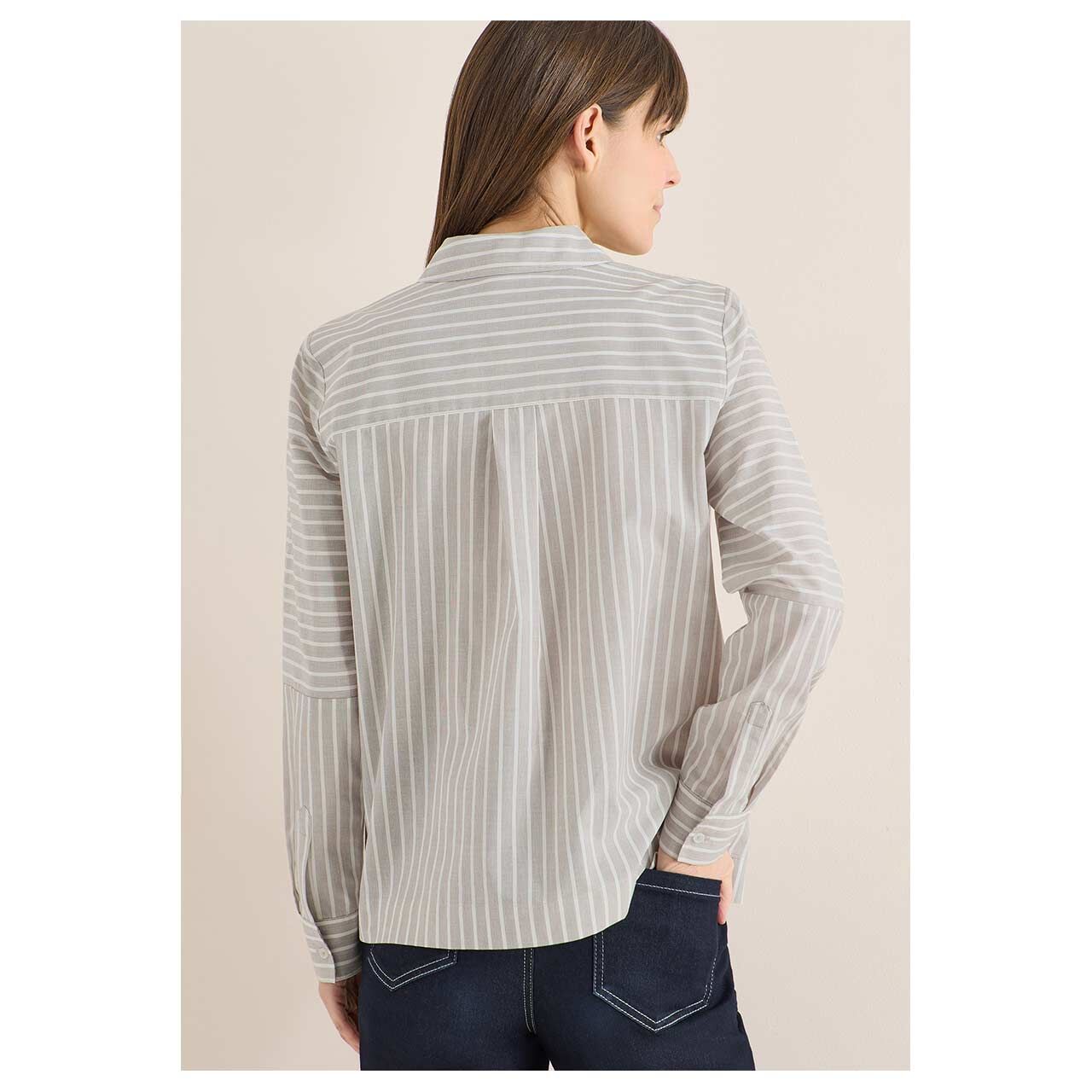 Damen Langarm Bluse Stripe von Cecil in Braun gestreift, Rückansicht am Model