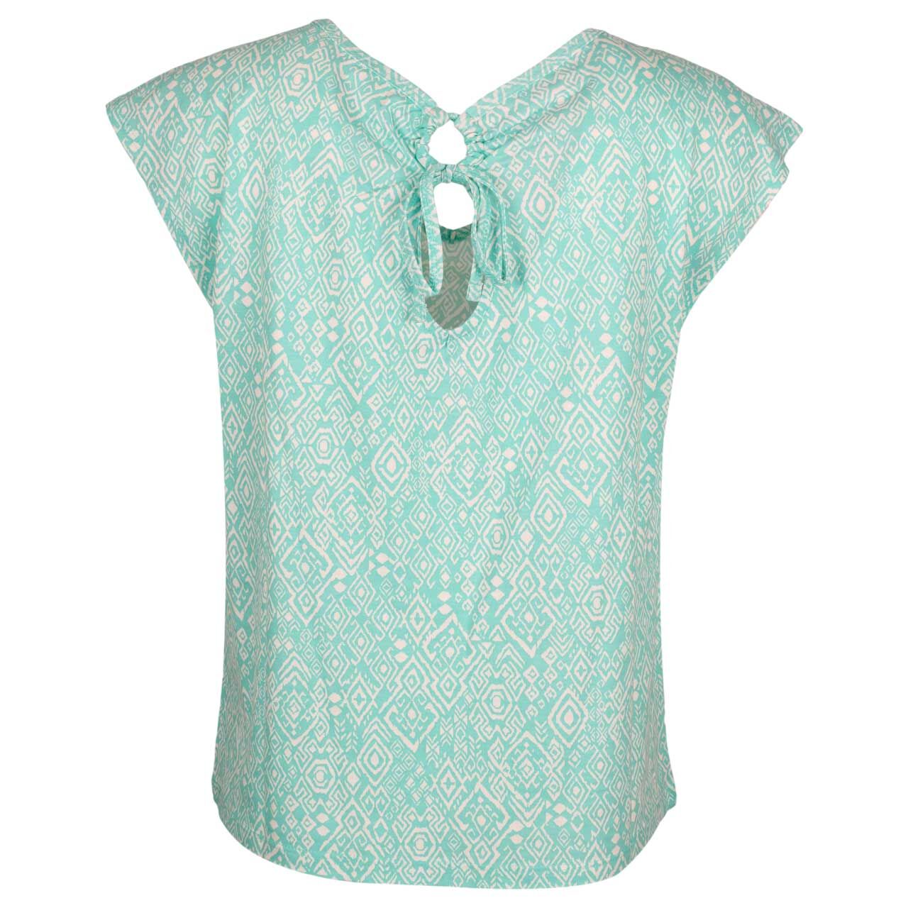 Rückansicht des Damen T-Shirts von s.Oliver in Türkis mit Allover Print 