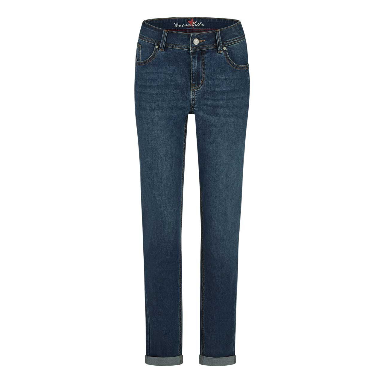 Damenjeans Malibu-Zip High Stretch Denim von Buena Vista in Blau angewaschen, Vorderansicht