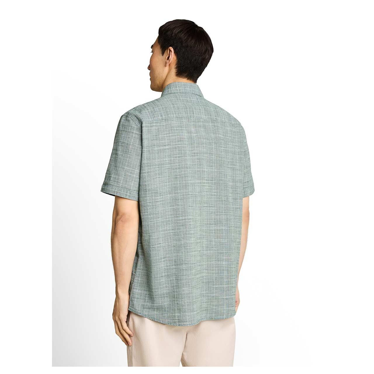 Herren 1/2 Arm Hemd  von Tom Tailor in Grün kariert, Rückansicht am Model