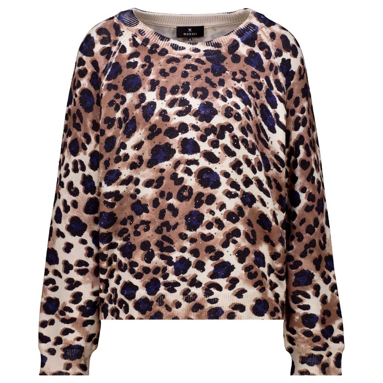 Monari Damen Pullover milk chocolate print