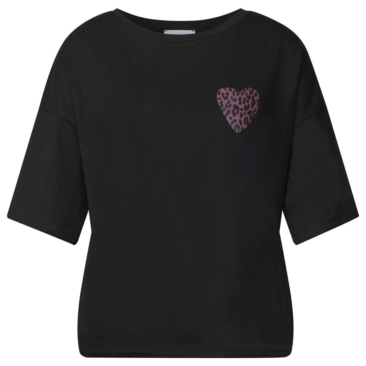 Street One Studio Damen T-Shirt Printed Leo Heart black