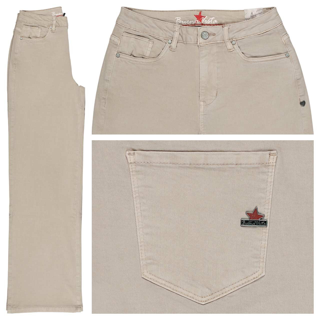 Buena Vista Wide Leg Stretch Summer Twill Baumwollhose sand