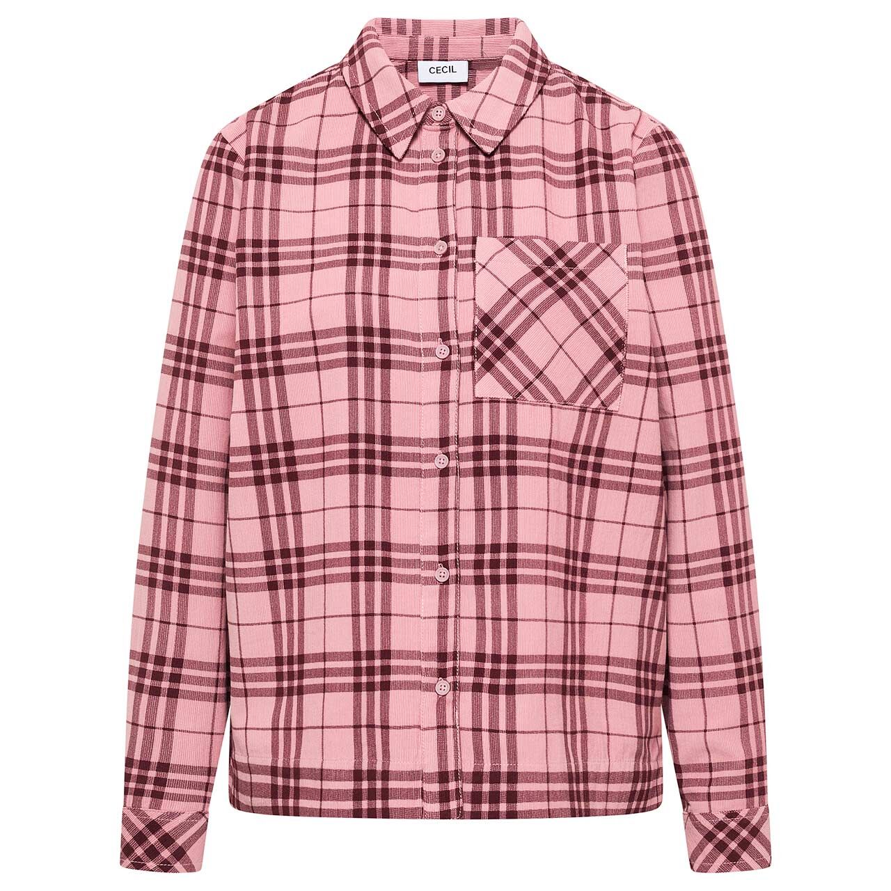 Cecil Damen Langarm Cord Bluse Check Corduroy velvet rose