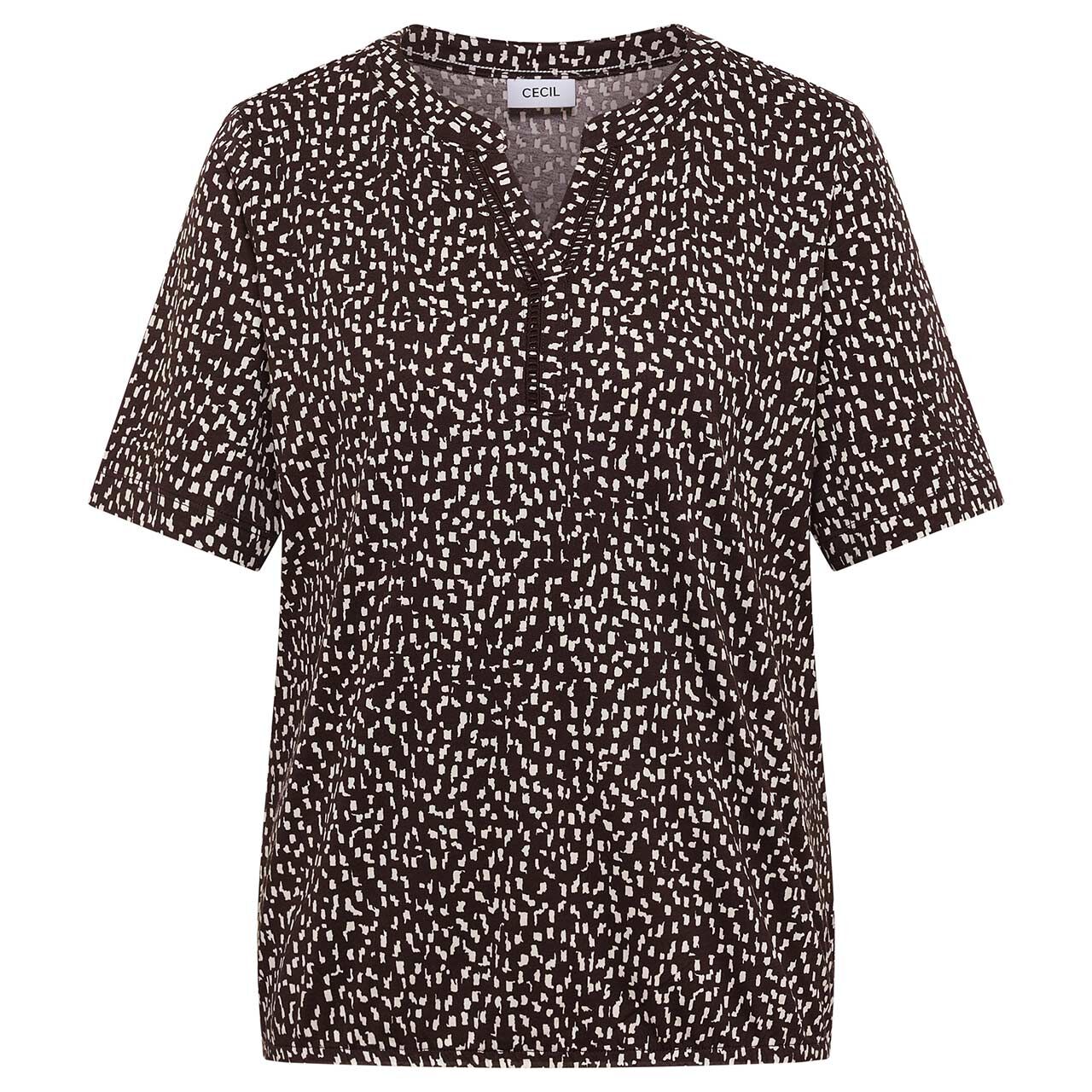 Cecil Damen T-Shirt Minimal Lace Tunic brown cacao