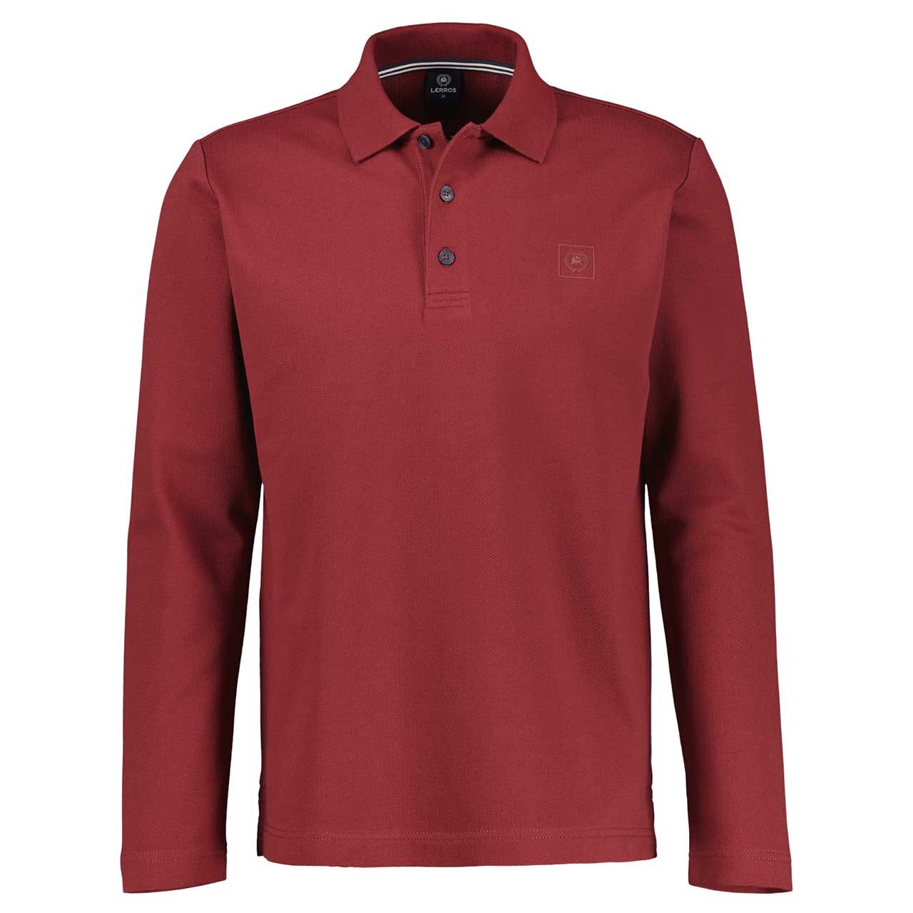 Lerros Herren Polo Langarm Shirt maple red structured