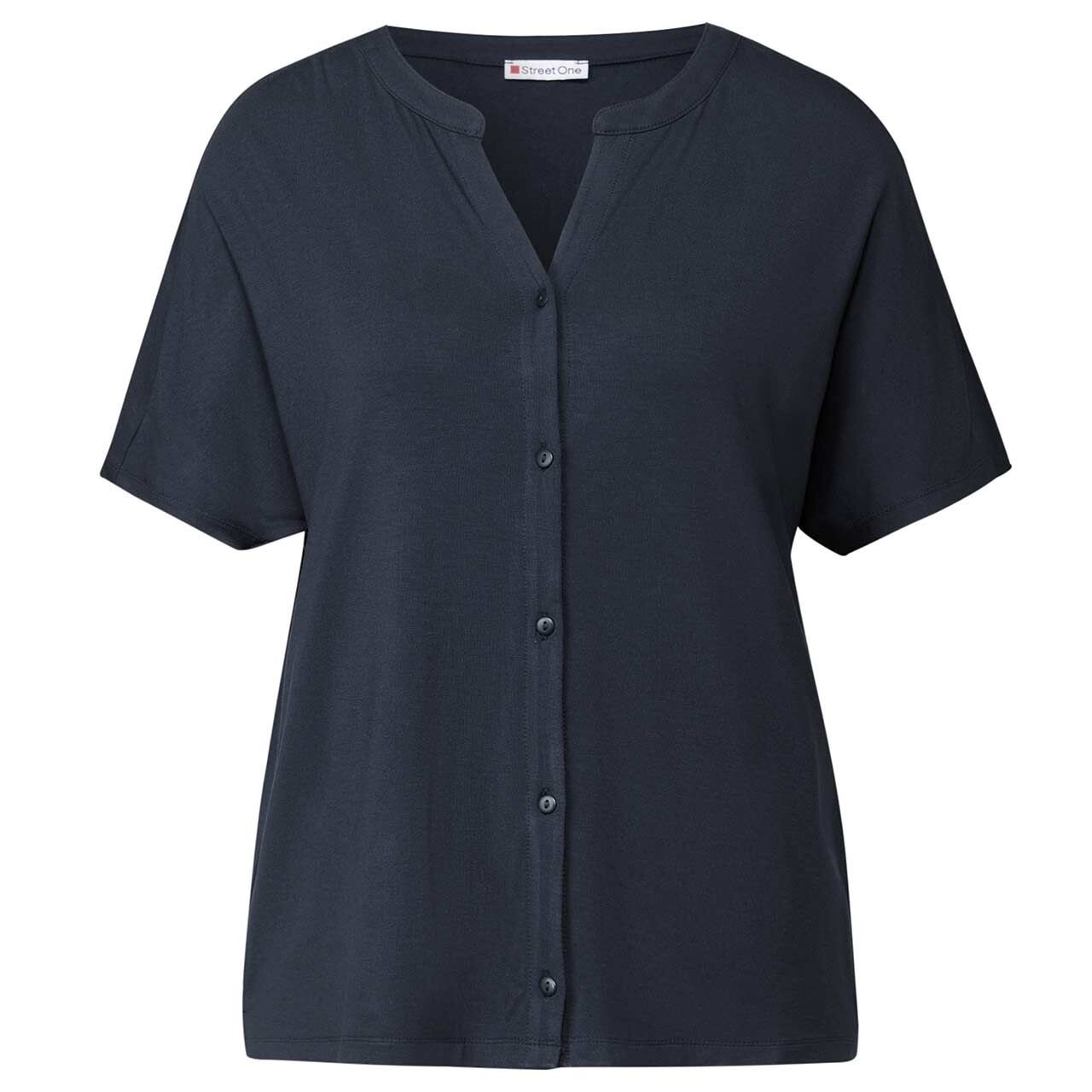 Damen Kurzarm Shirtjacke Jersey Tunic von Street One in Dunkelblau mit der Farbnummer 16859, Vorderansicht
