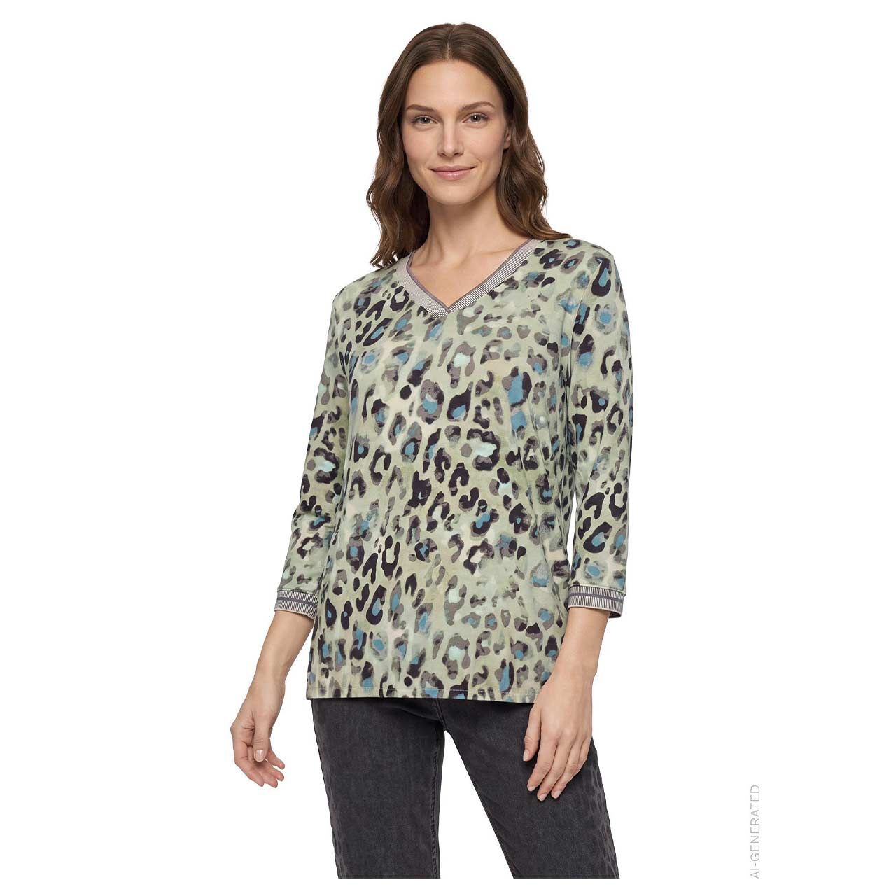 Damen 3/4 Arm Shirt von Betty Barclay in Beige mit Print, Vorderansicht am Model
