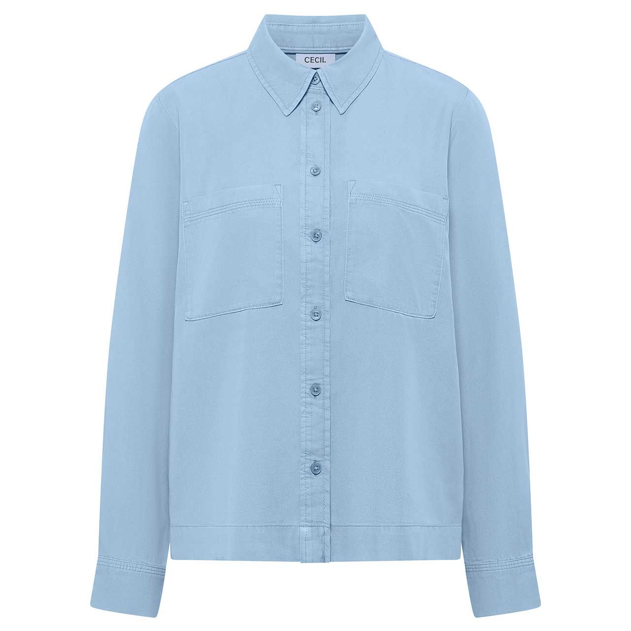Damen Langarm Bluse Color Lyocell von Cecil in Hellblau mit der Farbnummer 17410, Vorderansicht