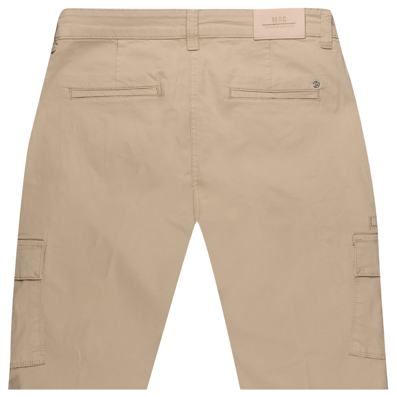 Stretch Damen 7/8 Chino Baumwollhose Rich Cargo von MAC in Beige, detaillierte Rückansicht