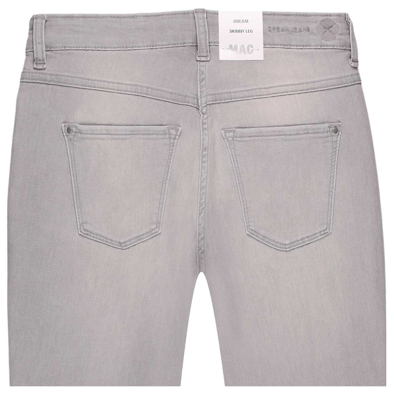 Stretch Damenjeans Dream Skinny von MAC in Hellgrau angewaschen, detaillierte Rückansicht