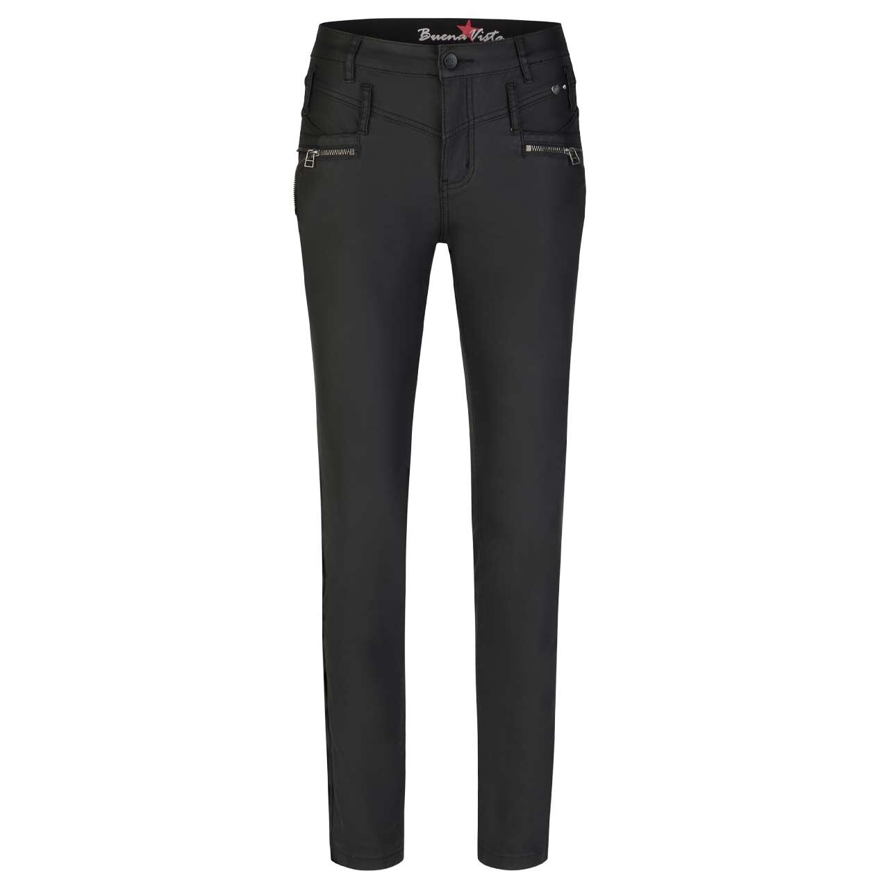 Stretch Damenhose Florida-Z Coated von Buena Vista in Schwarz beschichtet, Vorderansicht