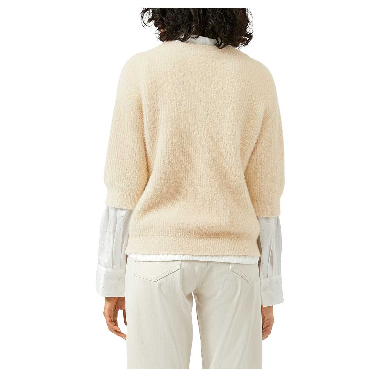 DDamen Kurzarm Pullover von s.Oliver in Hellbeige, Rückansicht am Model
