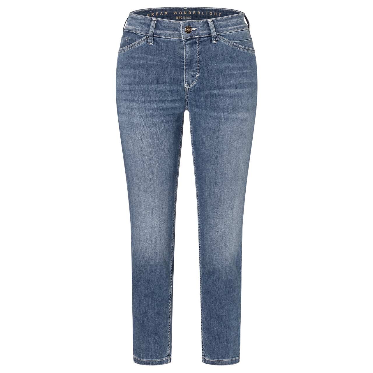 Stretch Damen 7/8 Baumwollhose Dream Summer von MAC in Blau angewaschen, Vorderansicht