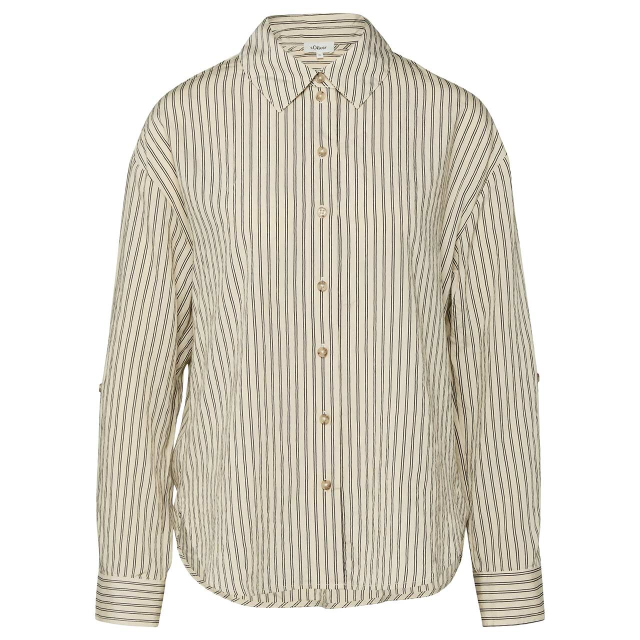 s.Oliver Damen Langarm Bluse light cream beige stripe