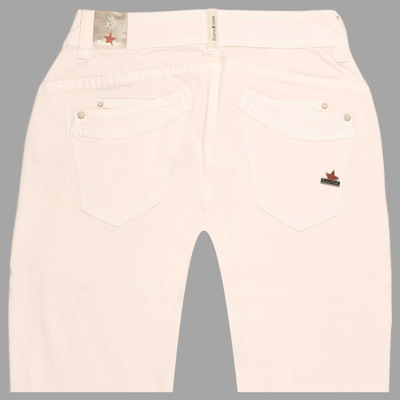 Damen Ankle Baumwollhose Malibu Cropped Summer Stretch Twill von Buena Vista in Cremeweiß, detaillierte Rückansicht