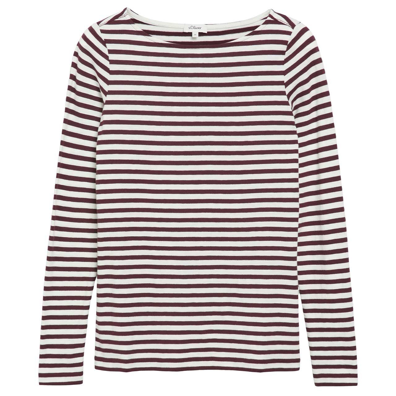 s.Oliver Damen Langarm Shirt burgundy stripe