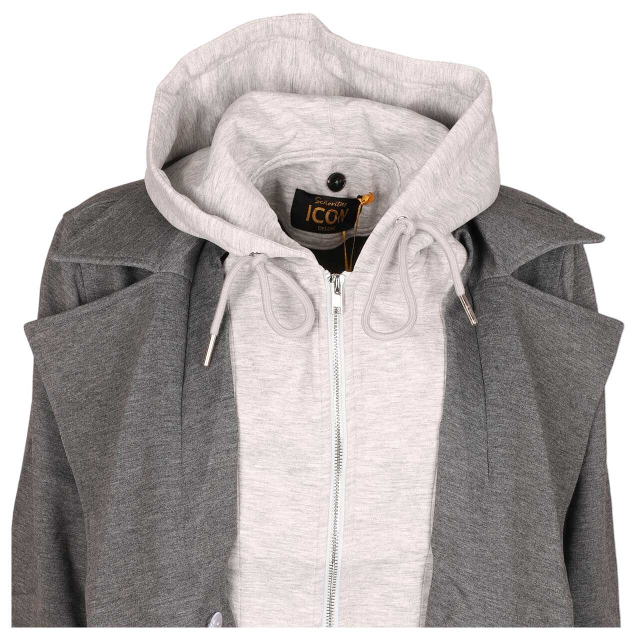 Damen Jacke Hooded Jacket von Senoritas ICON in Grau meliert, Detailansicht vorne