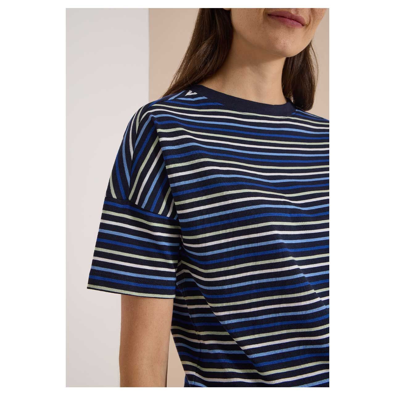 Cecil Damen T-Shirt Multi Striped urban dark blue
