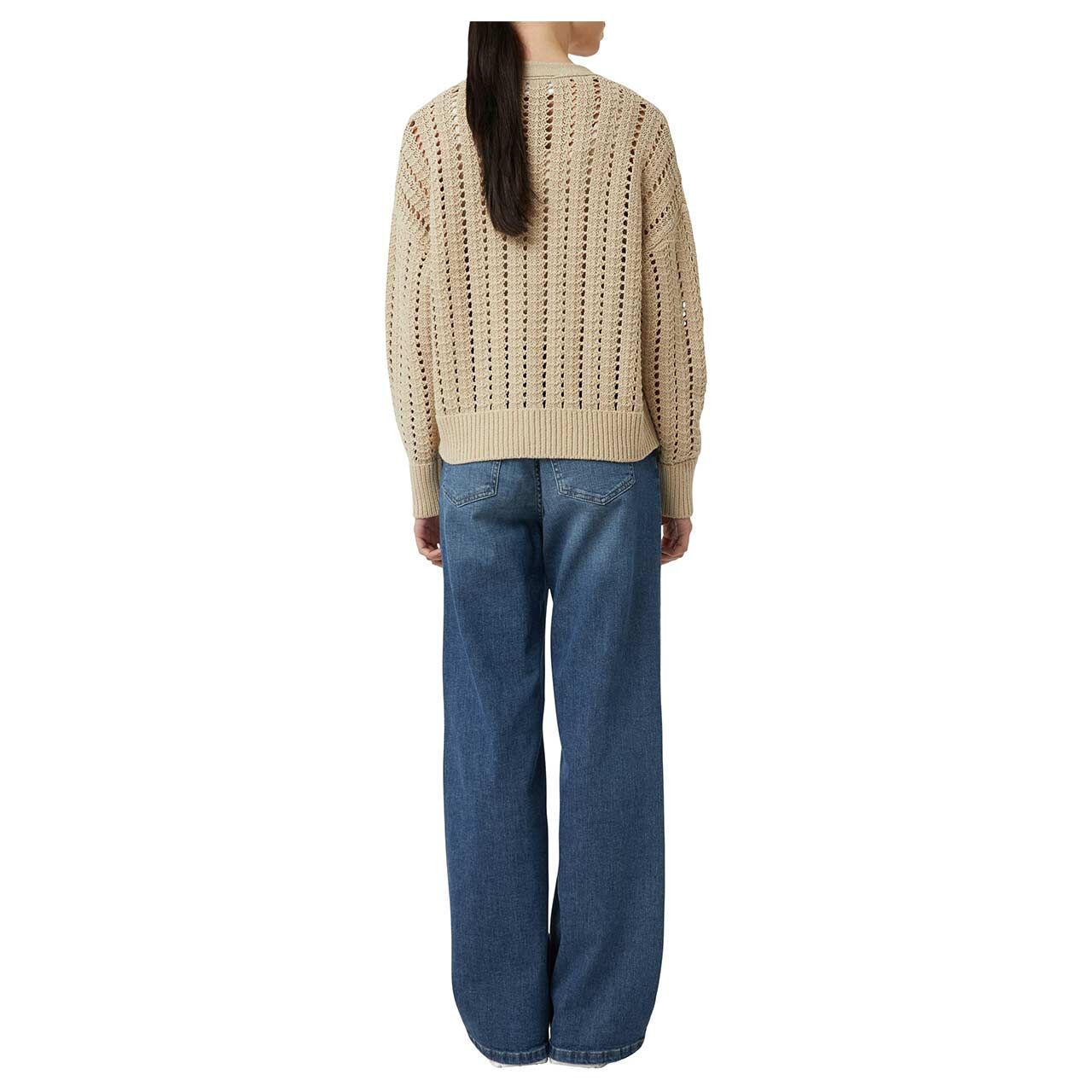 Damen Strickjacke von Comma in Beige, Rückansicht Model