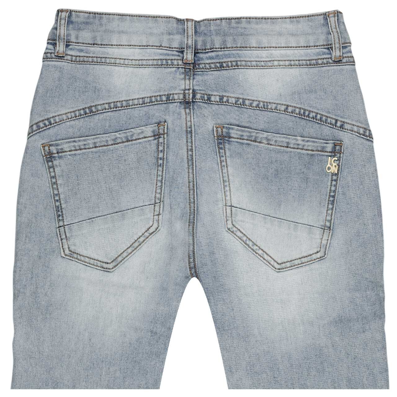 3/4 Damenjeans California Sunrise von Senoritas Icon in Hellblau angewaschen, detaillierte Rückansicht