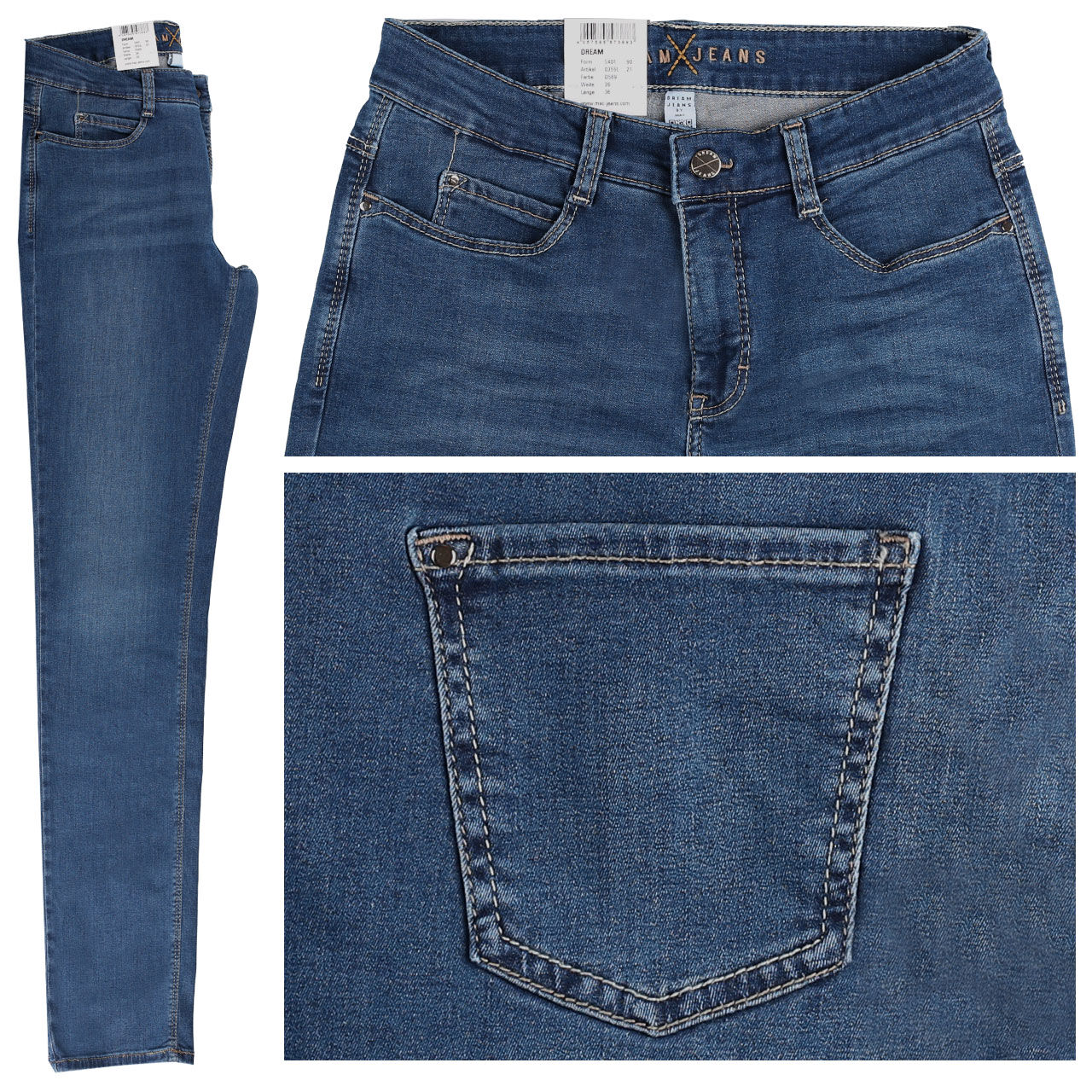 MAC Jeans Dream für Damen in Mittelblau angewaschen, FarbNr.: D569