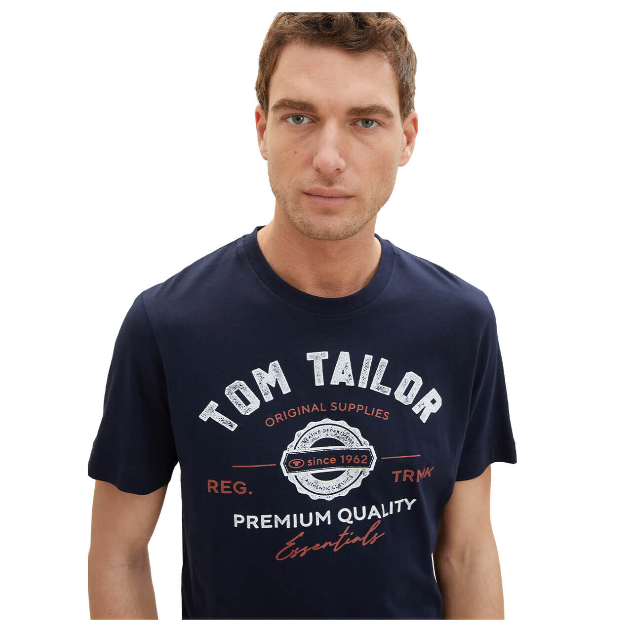 Tom Tailor Herren T-Shirt sky captain blue logo print