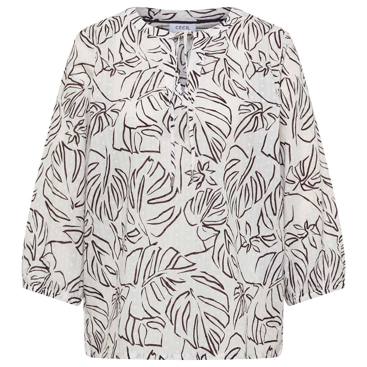 Cecil Damen 3/4 Arm Bluse Print Tunic light alabaster white