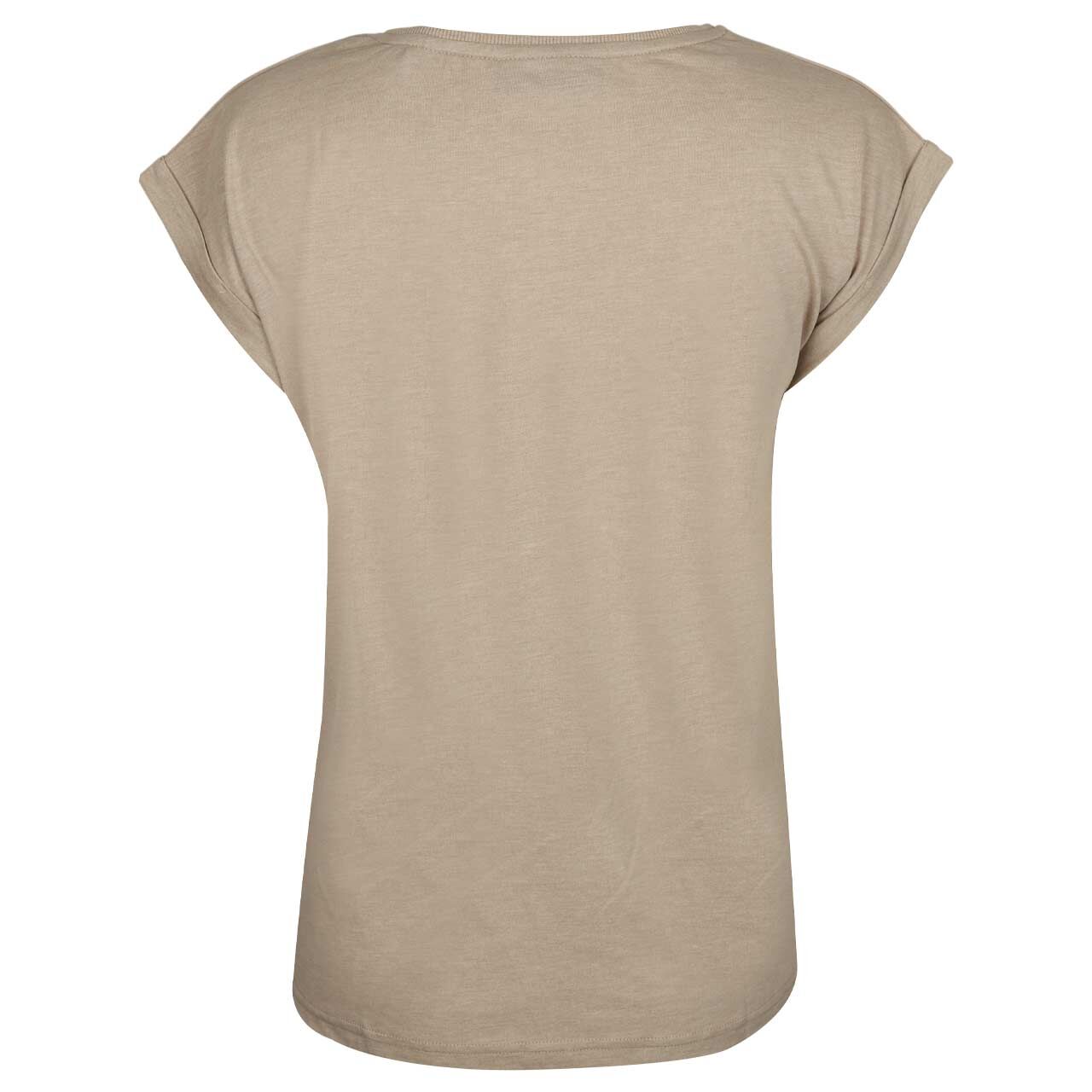 Damen T-Shirt Eldis von Elbsand in Hellbraun meliert mit Print, Rückansicht