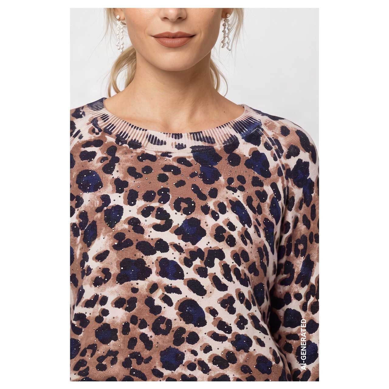 Monari Damen Pullover milk chocolate print